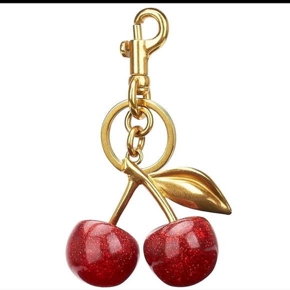 Cherry Key Holder with Gold Accents Handbag Charm - Picture 1 of 2